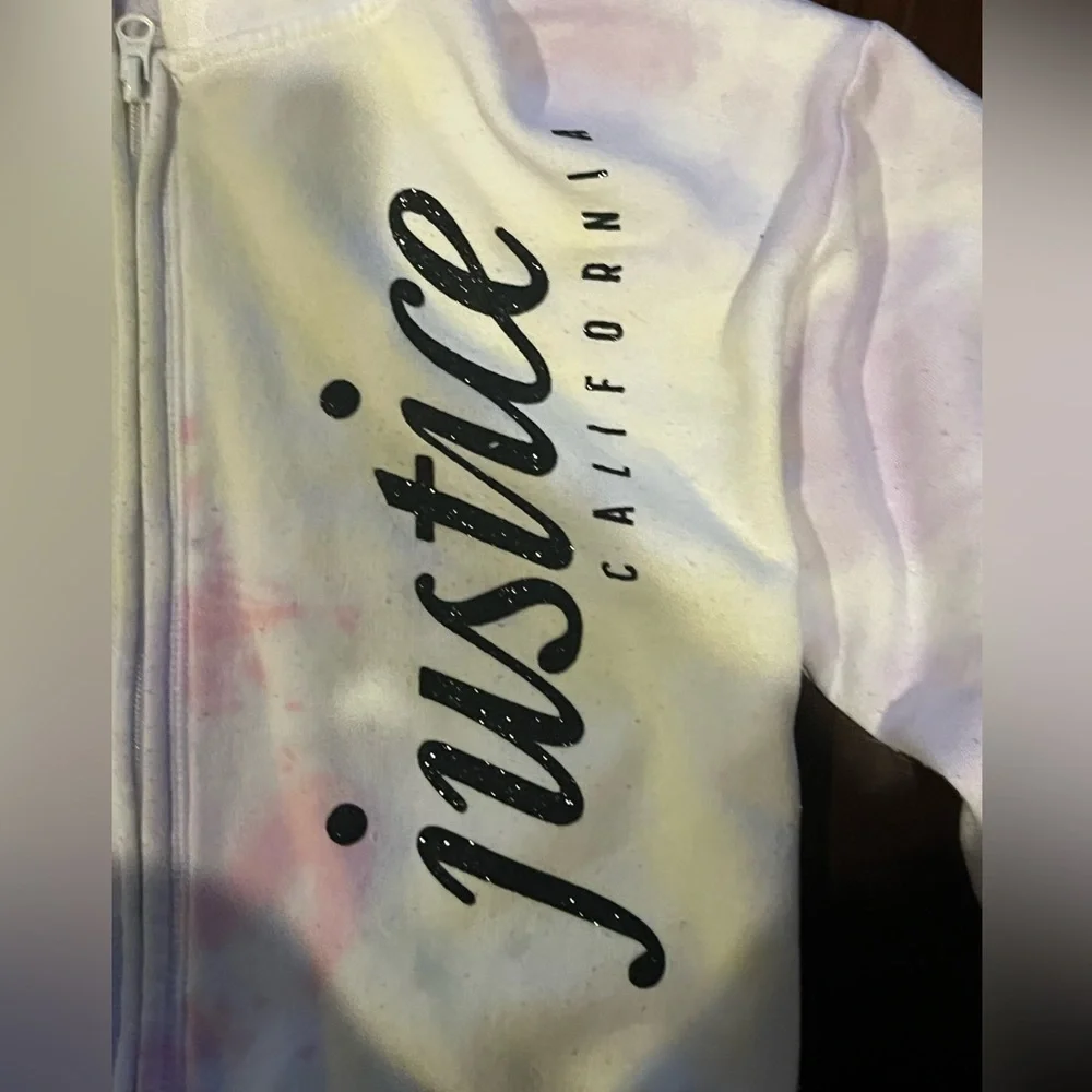 ⭐️EUC - Justice Active Girls Size 12 - Pink & Yellow Tie-Dye Hoodie Sweatshirt